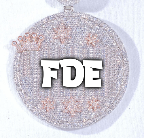 CUSTOM LETTER NECKLACE 3D BIG CROWN DISC