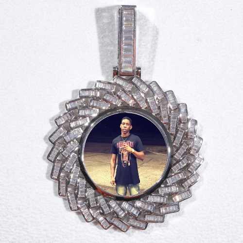 Large 3D Baguette Custom Picture Pendant