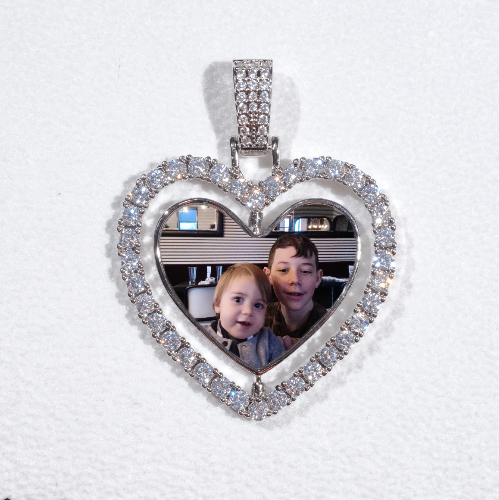 3D Spinning 2-Faced Heart Custom Picture Pendant
