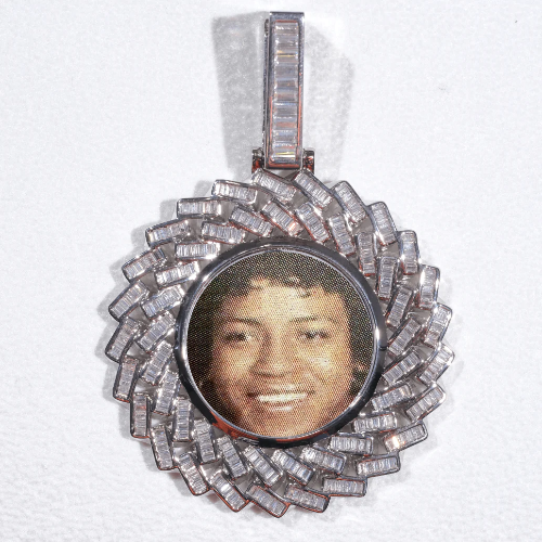 Large 3D Baguette Custom Picture Pendant