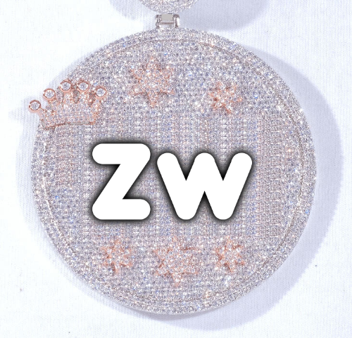 CUSTOM LETTER NECKLACE 3D BIG CROWN DISC