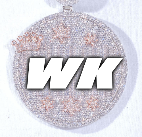 CUSTOM LETTER NECKLACE 3D BIG CROWN DISC