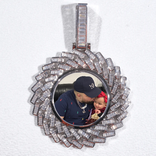 Large 3D Baguette Custom Picture Pendant