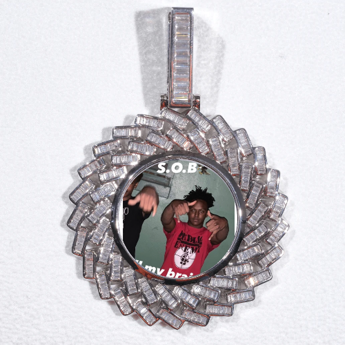 Large 3D Baguette Custom Picture Pendant