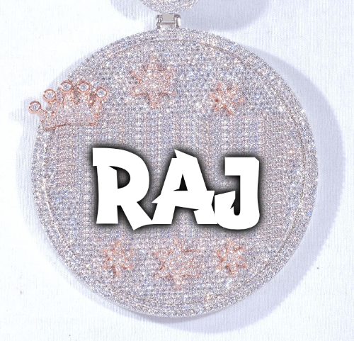 CUSTOM LETTER NECKLACE 3D BIG CROWN DISC