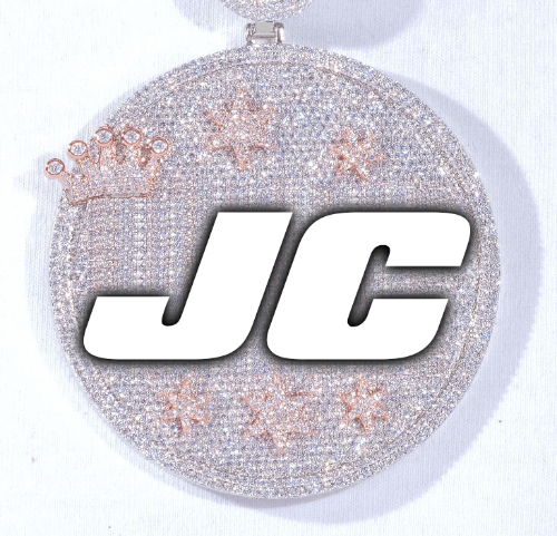 CUSTOM LETTER NECKLACE 3D BIG CROWN DISC