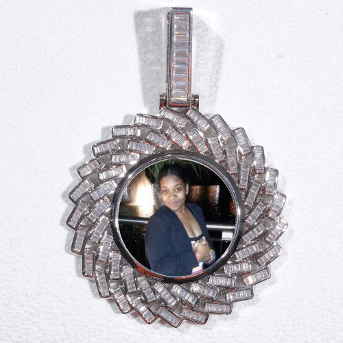 Large 3D Baguette Custom Picture Pendant