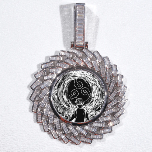 Large 3D Baguette Custom Picture Pendant