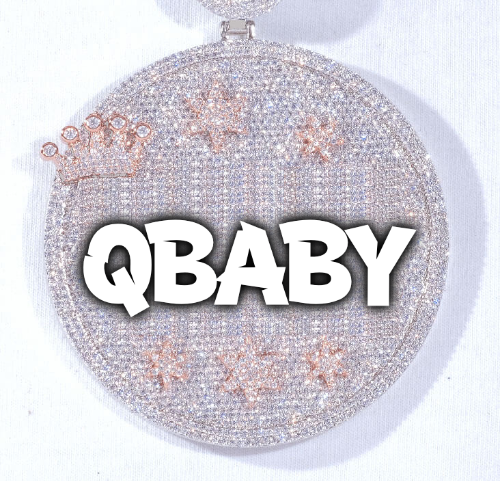 CUSTOM LETTER NECKLACE 3D BIG CROWN DISC