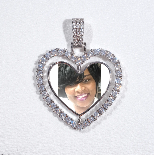 3D Spinning 2-Faced Heart Custom Picture Pendant