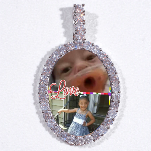 Large 3D Oval Custom Picture Pendant