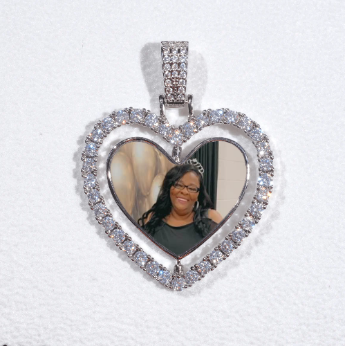 3D Spinning 2-Faced Heart Custom Picture Pendant