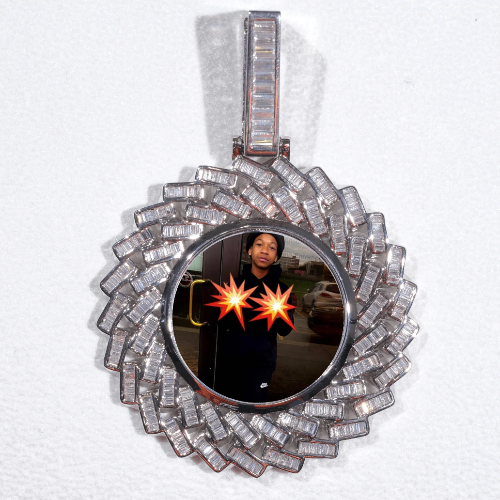 Large 3D Baguette Custom Picture Pendant