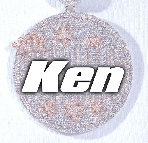 CUSTOM LETTER NECKLACE 3D BIG CROWN DISC
