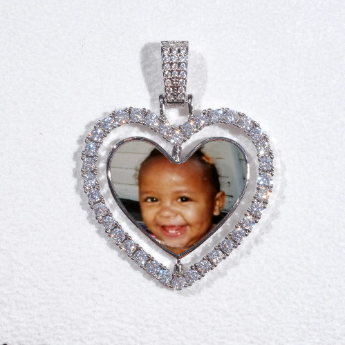 3D Spinning 2-Faced Heart Custom Picture Pendant