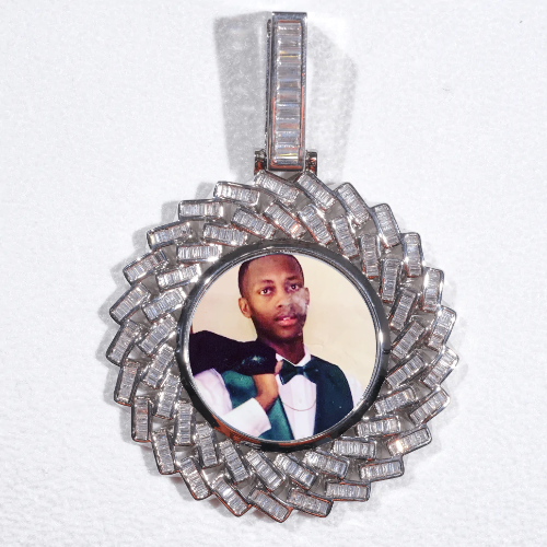 Large 3D Baguette Custom Picture Pendant