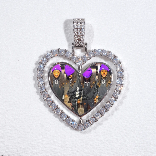3D Spinning 2-Faced Heart Custom Picture Pendant
