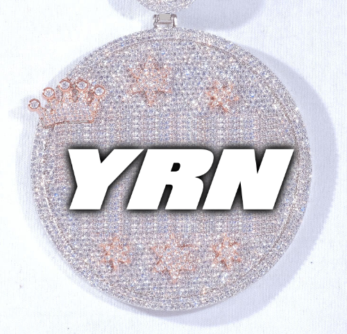 CUSTOM LETTER NECKLACE 3D BIG CROWN DISC