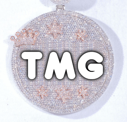 CUSTOM LETTER NECKLACE 3D BIG CROWN DISC
