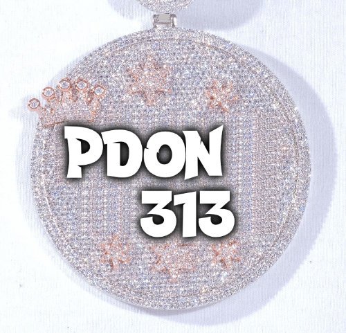 CUSTOM LETTER NECKLACE 3D BIG CROWN DISC