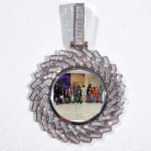 Large 3D Baguette Custom Picture Pendant