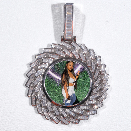 Large 3D Baguette Custom Picture Pendant