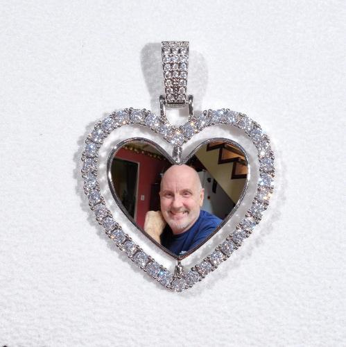 3D Spinning 2-Faced Heart Custom Picture Pendant