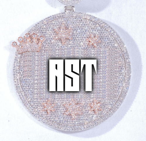 CUSTOM LETTER NECKLACE 3D BIG CROWN DISC