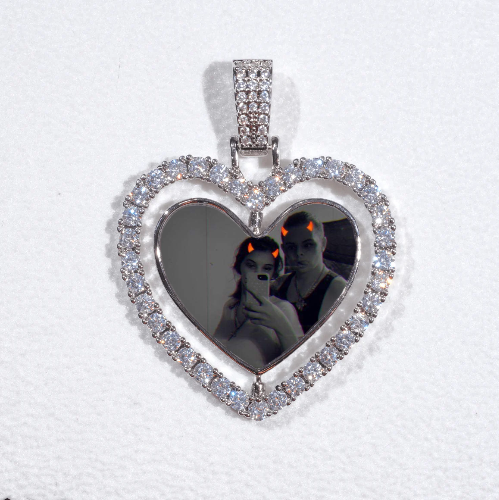 3D Spinning 2-Faced Heart Custom Picture Pendant