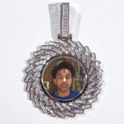 Large 3D Baguette Custom Picture Pendant