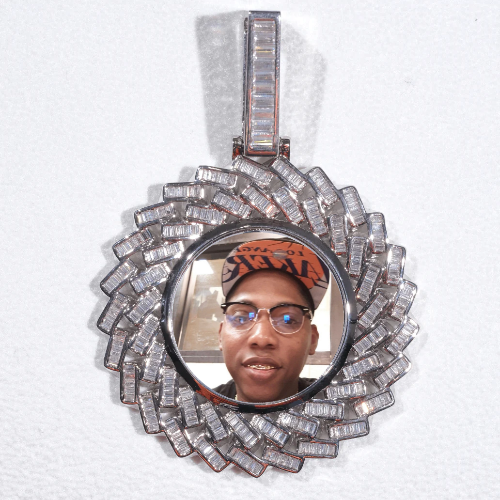 Large 3D Baguette Custom Picture Pendant