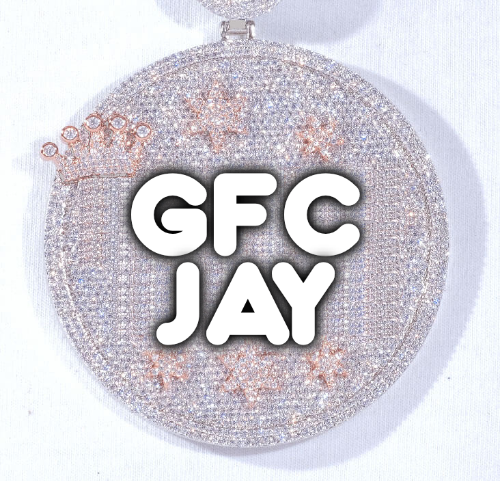 CUSTOM LETTER NECKLACE 3D BIG CROWN DISC