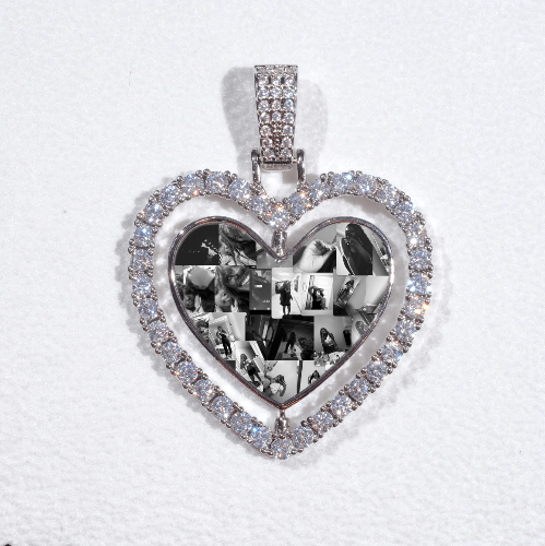 3D Spinning 2-Faced Heart Custom Picture Pendant