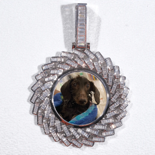 Large 3D Baguette Custom Picture Pendant