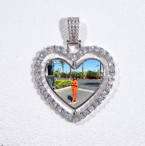 3D Spinning 2-Faced Heart Custom Picture Pendant