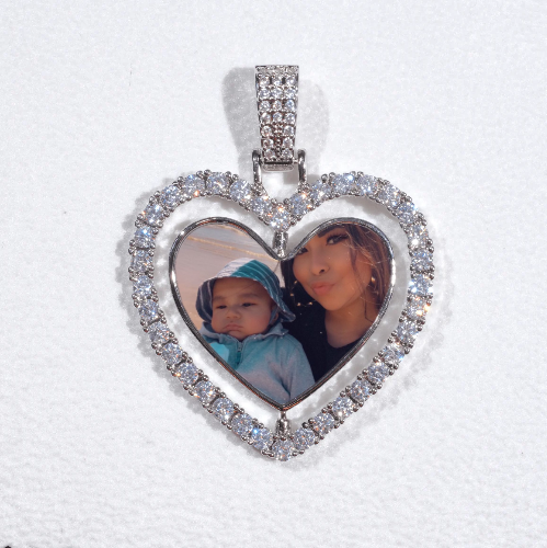 3D Spinning 2-Faced Heart Custom Picture Pendant