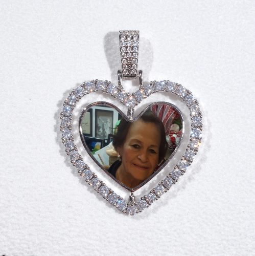 3D Spinning 2-Faced Heart Custom Picture Pendant