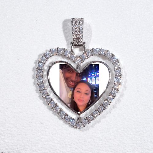 3D Spinning 2-Faced Heart Custom Picture Pendant