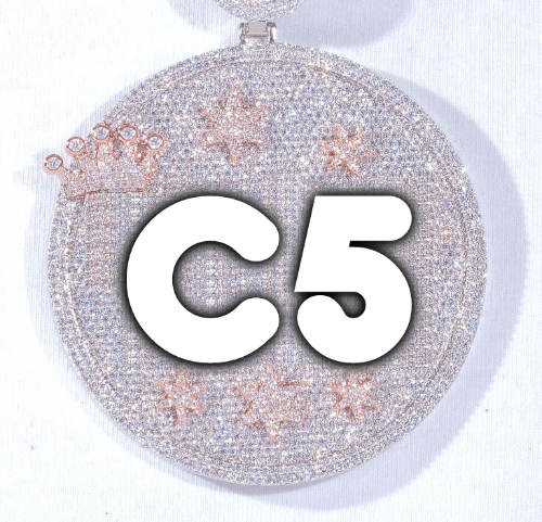 CUSTOM LETTER NECKLACE 3D BIG CROWN DISC