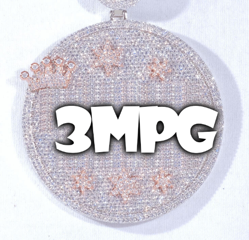 CUSTOM LETTER NECKLACE 3D BIG CROWN DISC