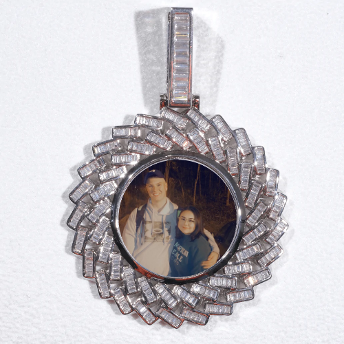 Large 3D Baguette Custom Picture Pendant