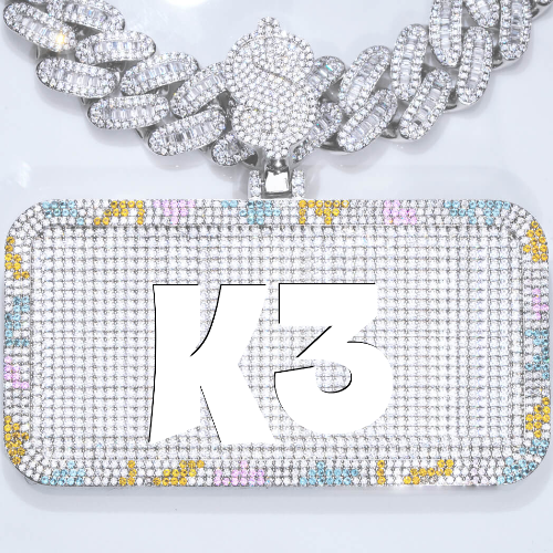 CUSTOM LETTER NECKLACE 3D COLORFUL SQUARE