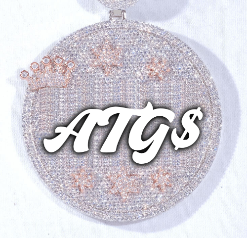 CUSTOM LETTER NECKLACE 3D BIG CROWN DISC