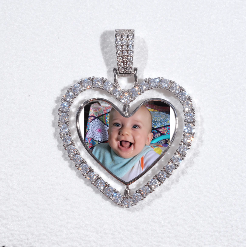 3D Spinning 2-Faced Heart Custom Picture Pendant