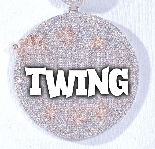 CUSTOM LETTER NECKLACE 3D BIG CROWN DISC