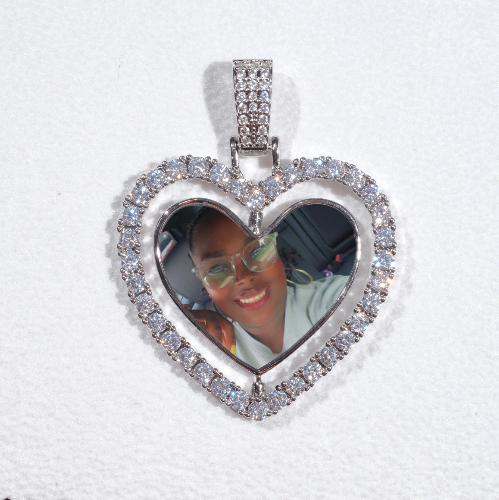 3D Spinning 2-Faced Heart Custom Picture Pendant
