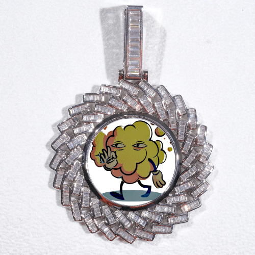Large 3D Baguette Custom Picture Pendant