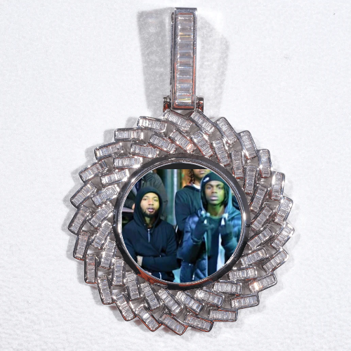Large 3D Baguette Custom Picture Pendant
