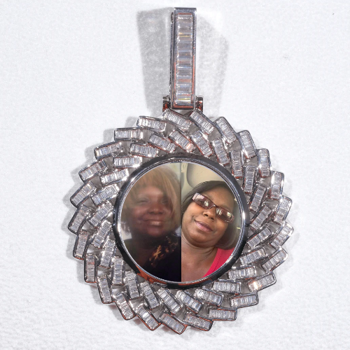 Large 3D Baguette Custom Picture Pendant