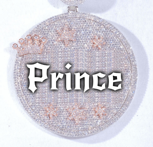 CUSTOM LETTER NECKLACE 3D BIG CROWN DISC